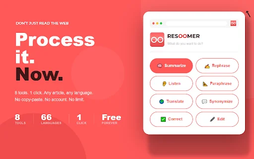 Resoomer – I-summarize ang Web Content sa Isang Click Lang - Screenshot 1