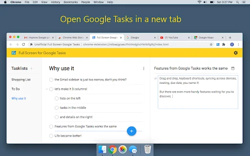 Full Screen for Google Tasks – Desktop App para sa PC - Screenshot 1