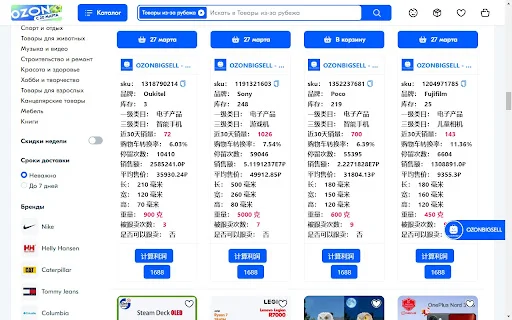 OZONBIGSELL: Pinakamahusay na Tool sa Pagsusuri ng Data ng OZON - Screenshot 1